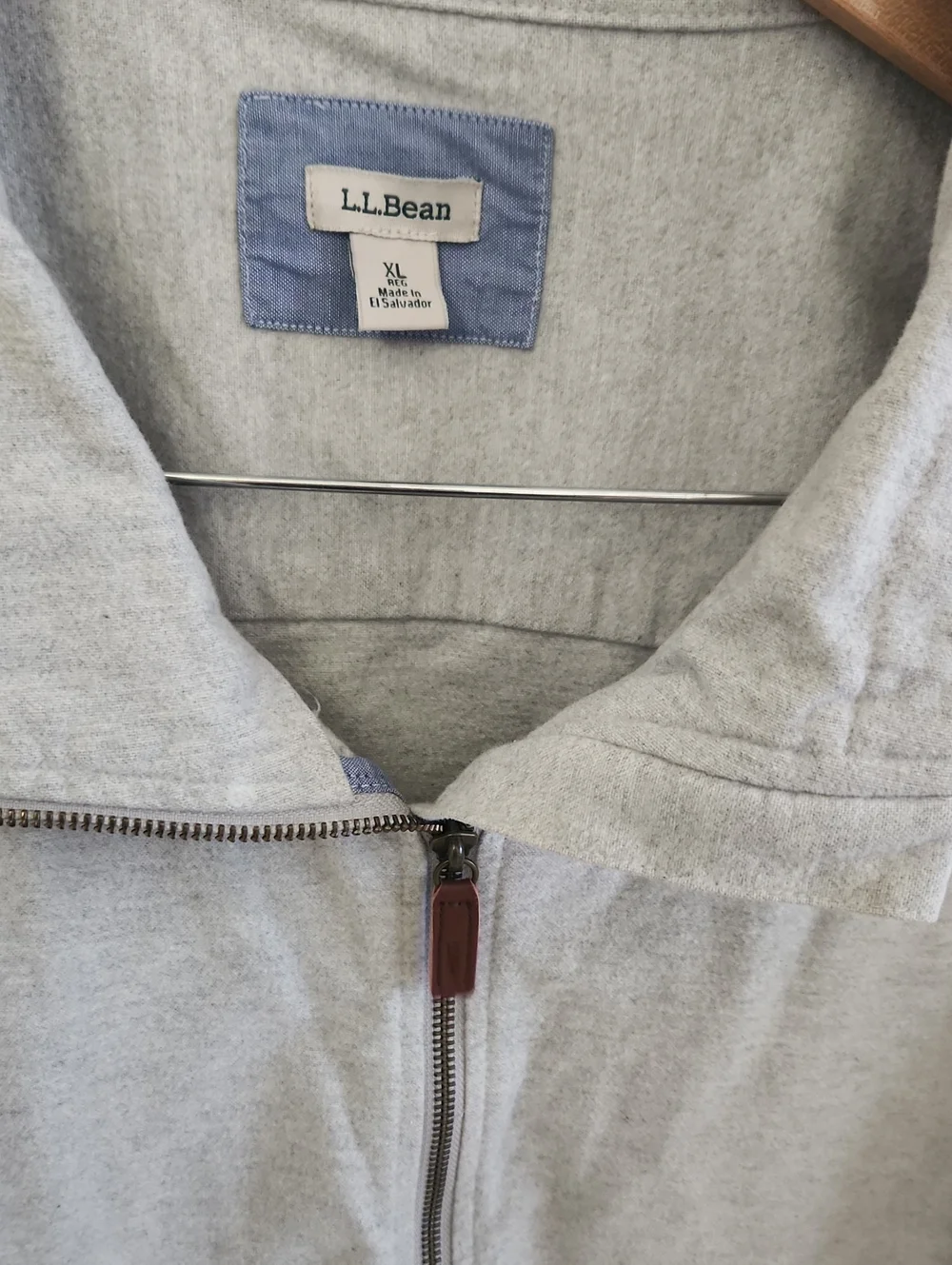 L.L. Bean Men's Quarter Zip Light Gray Half-Zip Pullover Sweatshirt Jacket XL